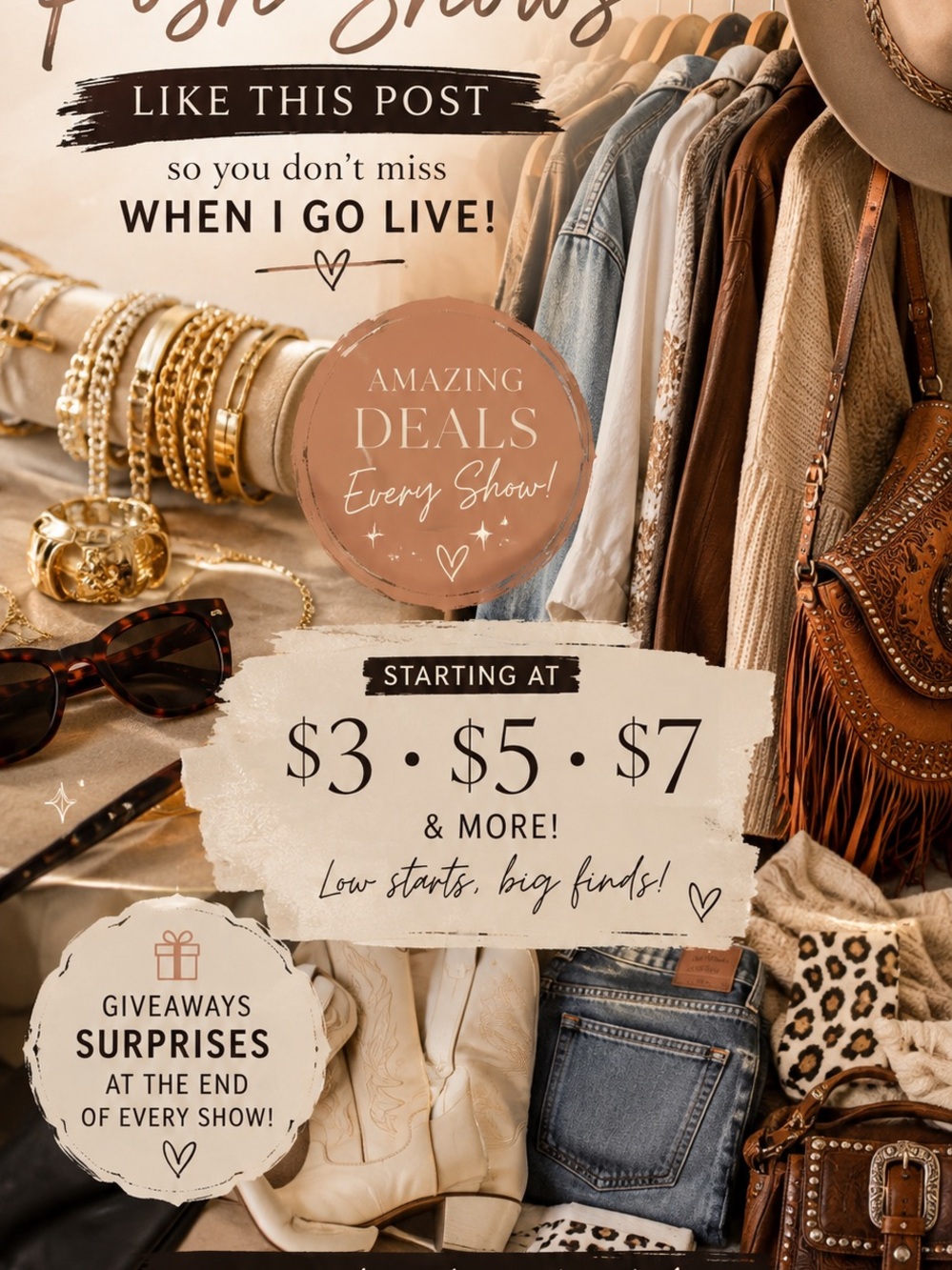 ❤️ LIKE this post
➕ FOLLOW my closet
🔔 Join me LIVE & come shop!